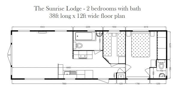 Sunrise Lodge 2 bed bath Floor Plan