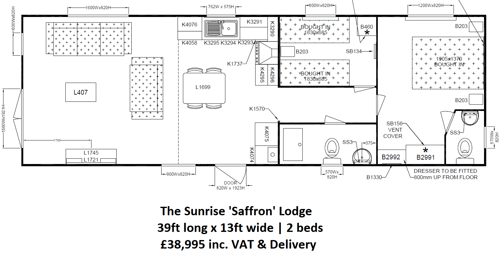 Sunrise Saffron 39x13 2 bed
